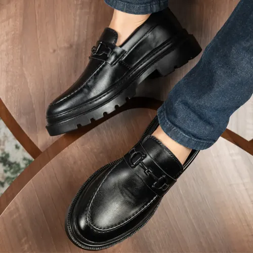 Sapato social masculino mocassim adulto tratorado moderno