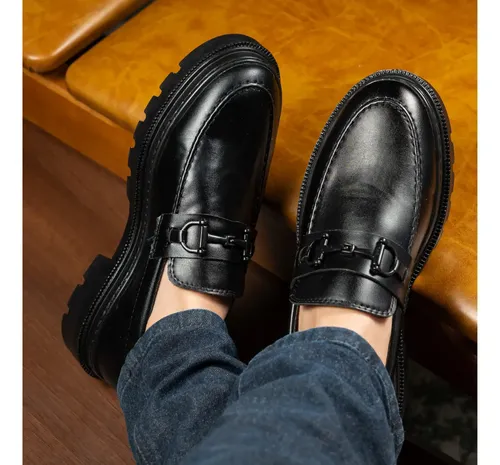 Sapato Social Masculino Mocassim Adulto Tratorado Moderno