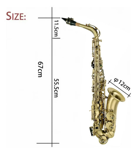 Saxofone saxofone alto em mi bemol Vedo VD-SKS tudel curvo - cor amarelo laqueado
