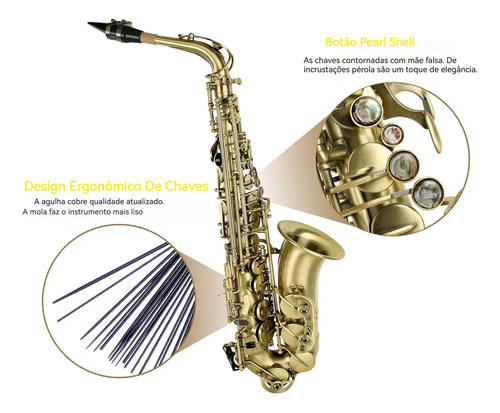Saxofone saxofone alto em mi bemol Vedo VD-SKS tudel curvo - cor amarelo laqueado