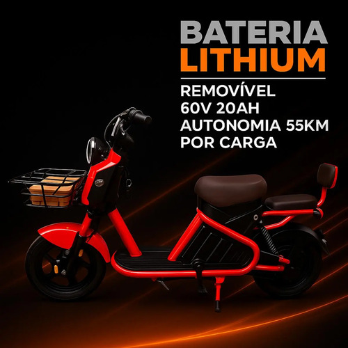 Scooter Moto Bike Eletrica 1000w Baw Bateria 60v 20ah 32km/h