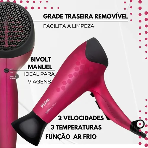 Secador Com Difusor Cachos Philco Super Potênte 2200w Oferta