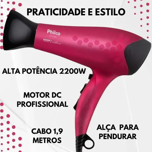 Secador Com Difusor Cachos Philco Super Potênte 2200w Oferta
