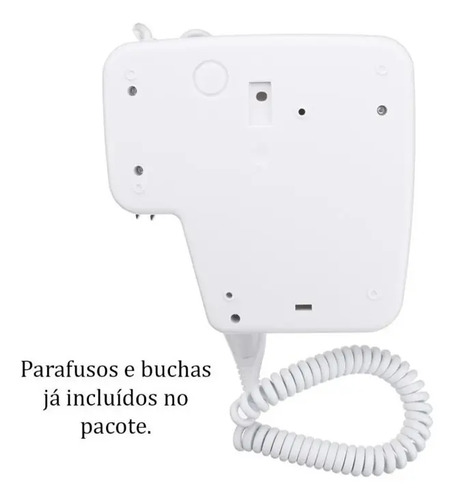Secador de Cabelo Branco Hair Dryer 1300W Fixo Parede Ar Quente e Frio