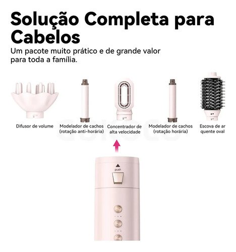 Secador De Cabelo Gd031 Com 5 Em 1 Escova Hot Air Styler
