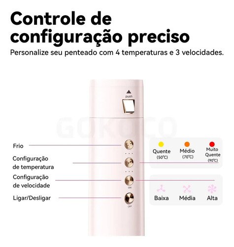Secador De Cabelo Gd031 Com 5 Em 1 Escova Hot Air Styler