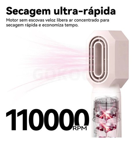 Secador De Cabelo Gd031 Com 5 Em 1 Escova Hot Air Styler