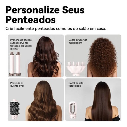 Secador De Cabelo Gd031 Com 5 Em 1 Escova Hot Air Styler