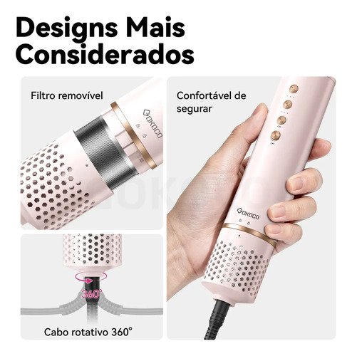 Secador De Cabelo Gd031 Com 5 Em 1 Escova Hot Air Styler