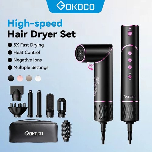 Secador De Cabelo Gokoco Com 7 Em 1 Escova Hot Air Styler Cor Palha