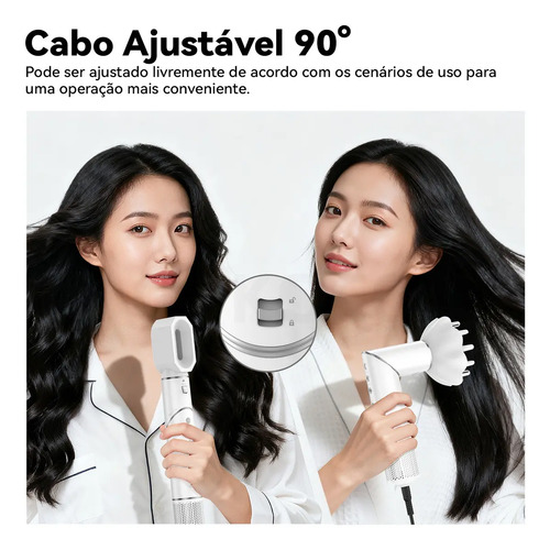 Secador De Cabelo Gokoco Com 7 Em 1 Escova Hot Air Styler Cor Branco