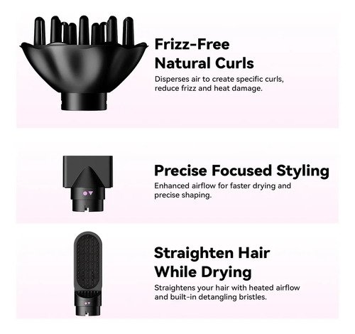 Secador De Cabelo Gokoco Com 7 Em 1 Escova Hot Air Styler Cor Palha