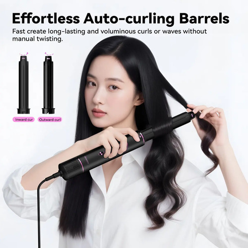 Secador De Cabelo Gokoco Com 7 Em 1 Escova Hot Air Styler Cor Rosa