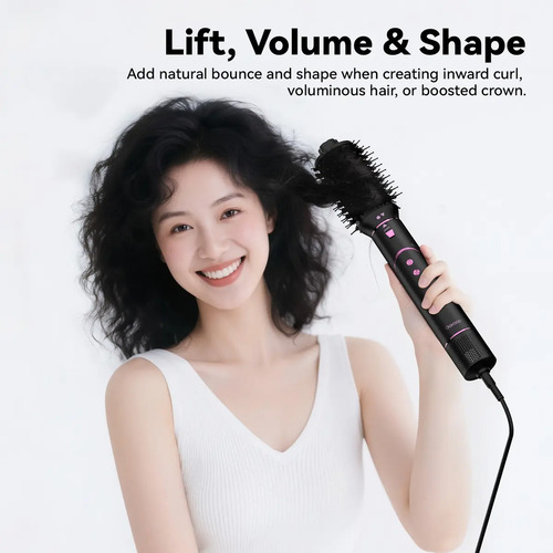 Secador De Cabelo Gokoco Com 7 Em 1 Escova Hot Air Styler Cor Rosa