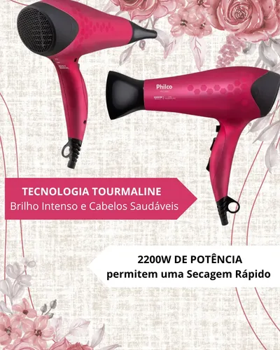 Secador De Cabelo Philco Bivolt Ions Turmaline Mais Brilho
