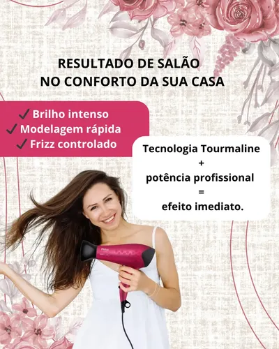 Secador De Cabelo Philco Bivolt Ions Turmaline Mais Brilho