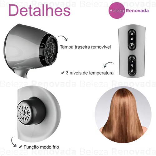 Secador De Cabelo Taiff Style Pro 5 Temperaturas 2000w