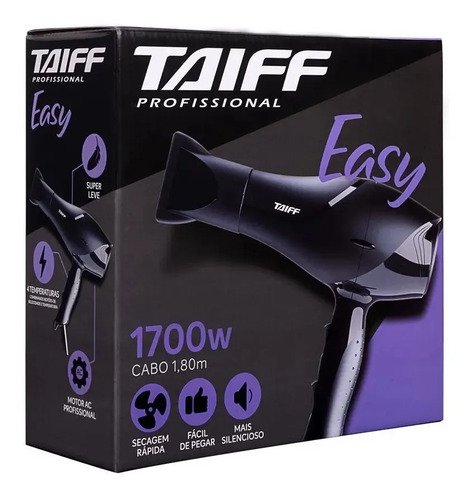 Secador De Cabelos Motor Ac Profissional Easy 1700w Taiff Preto