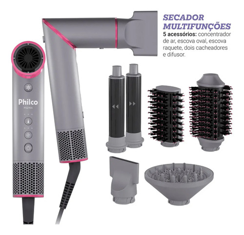 Secador de cabelos philco motor bldc 6 acessorios fast dry 1