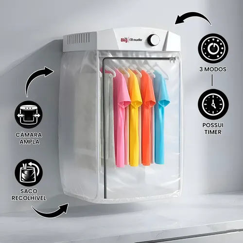 Secadora De Roupas Mueller Sun 8kg De Parede Com Timer