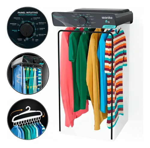 Secadora de roupas wanke comfort 8kg parede