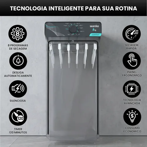 Secadora De Roupas Wanke Comfort 8kg Parede