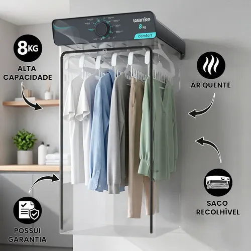 Secadora De Roupas Wanke Comfort 8kg Parede