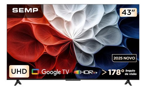 Semp smart 4k 43 s62 google tv wi fi bt hdmi 21 hdr10 1