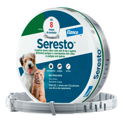Seresto caes e gatos ate 8kg coleira antipulgas e carrapatos