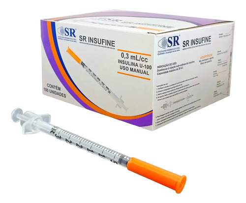 Seringa de insulina 03ml 6x025mm com agulha fixa 31g caixa 1