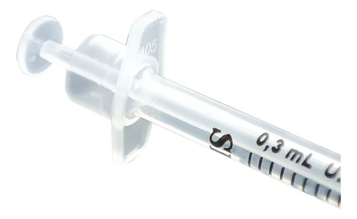 Seringa de Insulina 0,3ml 6x0,25mm Com Agulha Fixa 31g Caixa 100 Unidades