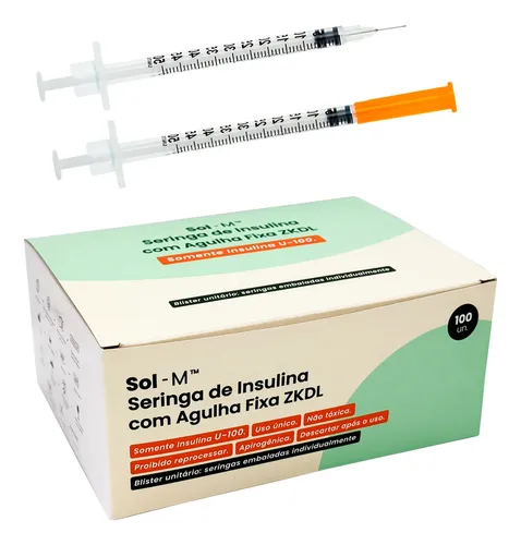 Seringa de insulina 05ml c agulha fixa 025mmx6mm blister
