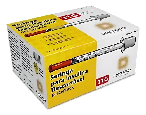 Seringa insulina 05ml agulha 60x025mm 100 un descarpack