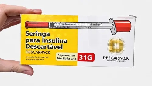 Seringa Insulina 0,5ml Agulha 6,0x0,25mm 100 Un Descarpack