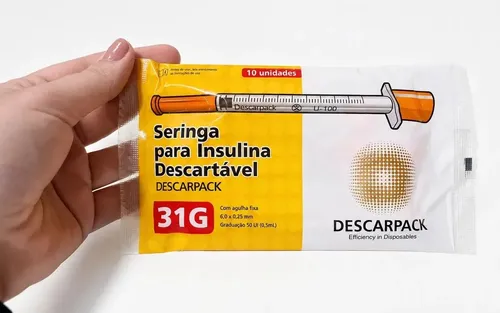 Seringa Insulina 0,5ml Agulha 6,0x0,25mm 100 Un Descarpack