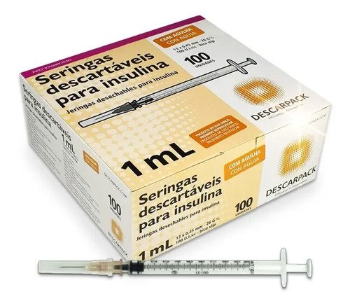 Seringa insulina 13 x 045 26 g 1 ml 100 unidades descarpack