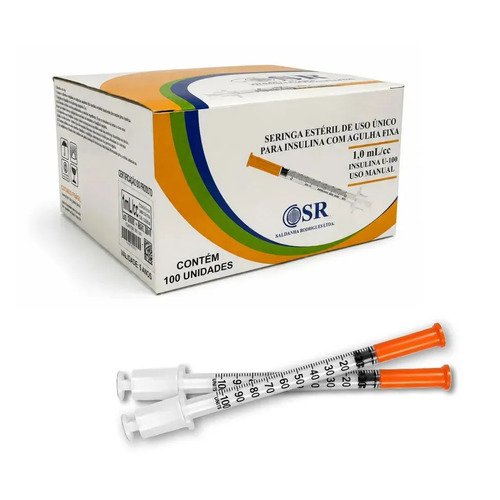 Seringa insulina 1ml com agulha fixa 6 x 025 mm 31g caixa co