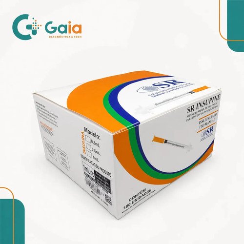 Seringa Insulina 1ml com Agulha Fixa 6 x 0,25 mm (31G) | Caixa com 100 Unidades | SR