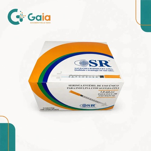 Seringa Insulina 1ml com Agulha Fixa 6 x 0,25 mm (31G) | Caixa com 100 Unidades | SR