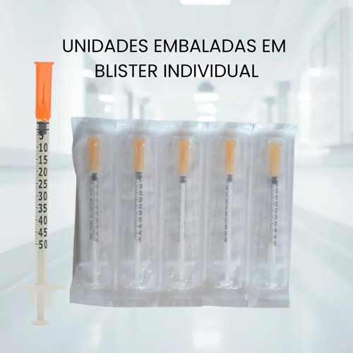 Seringa Insulina 50ui Agulha 6mmx25mm Fixa 0,5ml 25 Unidades 0.5 Ml