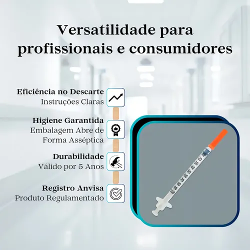 Seringa Insulina Com Agulha Fixa 0,30mmx8mm 100 Unidades 1 Ml