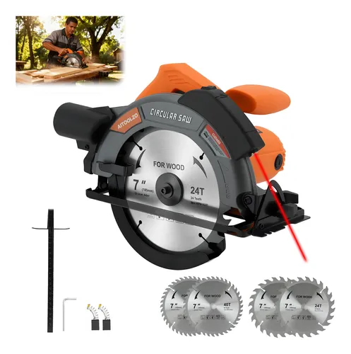 Serra circular eletrica 185mm 1650w com guia laser aitoolzo
