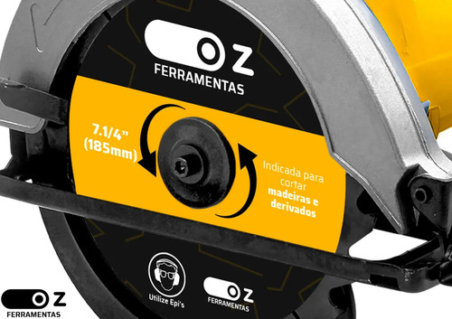 Serra Circular Elétrica Para Madeira 7.1/4 Pol 1100w Profissional Kit Com Luvas E Óculos Oz