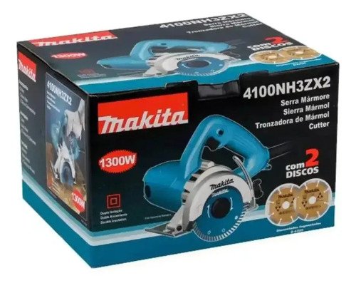Serra Makita 4100nh3zx Mármore Com 3 Discos Diámetro 110mm 1300w 220v