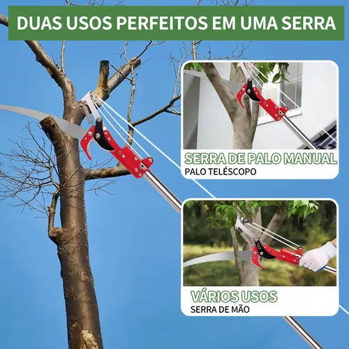 Serrote Podador Galhos 2 Em 1 Serra E Poda C/8 Vara Seções