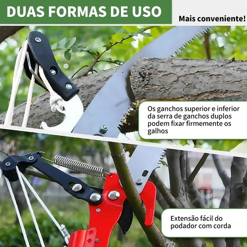 Serrote Podador Galhos 2 Em 1 Serra E Poda C/8 Vara Seções