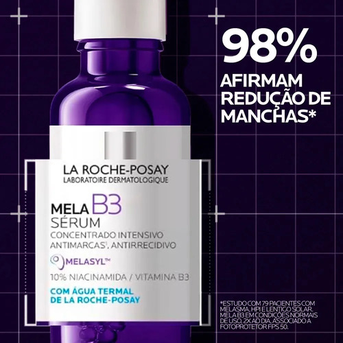 Sérum Antimanchas com Melasyl e Niacinamida para Todos os Tipos de Pele que Corrige Manchas Persistentes, Unifica o Tom e Ilumina, sem Perfume, Mela B3 La Roche‑Posay 15ml