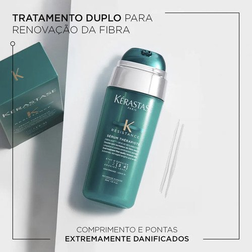 Sérum Capilar Reparador para Cabelos Danificados e Pontas Duplas com Proteção Térmica até 230°C e Sève de Résurrection Kérastase Résistance Thérapiste 30ml