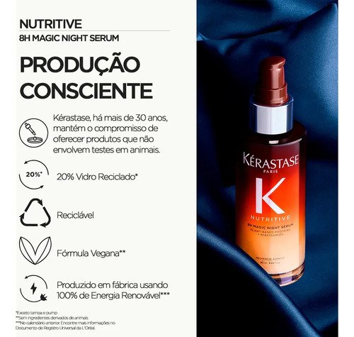 Sérum de Noite Mágica Nutritivo Kérastase Nutritive 8H - Sérum de Nutrição para Cabelo Seco | 90ml |