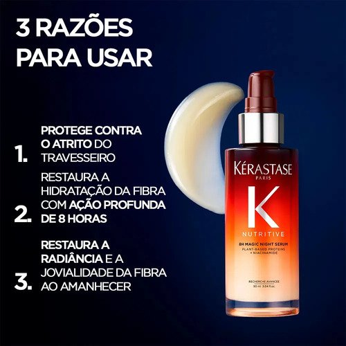 Sérum de Noite Mágica Nutritivo Kérastase Nutritive 8H - Sérum de Nutrição para Cabelo Seco | 90ml |